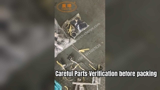 Verifica attenta delle parti prima dell'imballaggio e della spedizione della macchina per maglieria in ordito